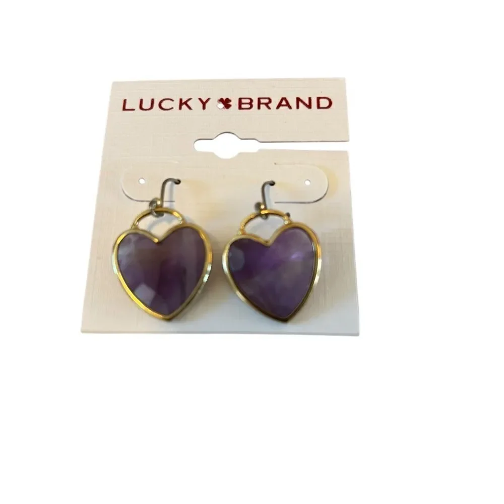 Beautiful Amethyst Colored Heart Drop Earrings